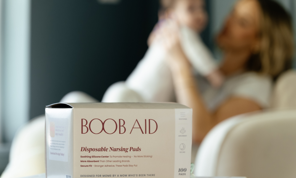 Boob Aid Nursing Pads Box and Baby Boob Aid Nursing Pads Box and Baby